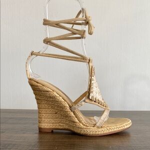 Vintage Wedge Heel Sandals w/ Leg or Ankle Wraps